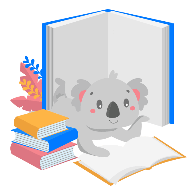 KoalaReads mascot - a koala reading a book
